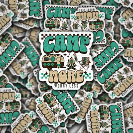 DC 1946 - Camp more worry less Die Cut Sticker