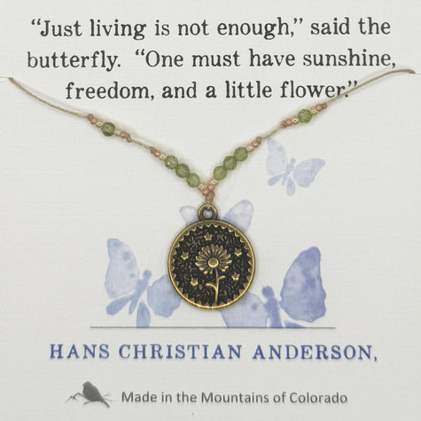 "Just Living" Necklace: Antique Brass Finish